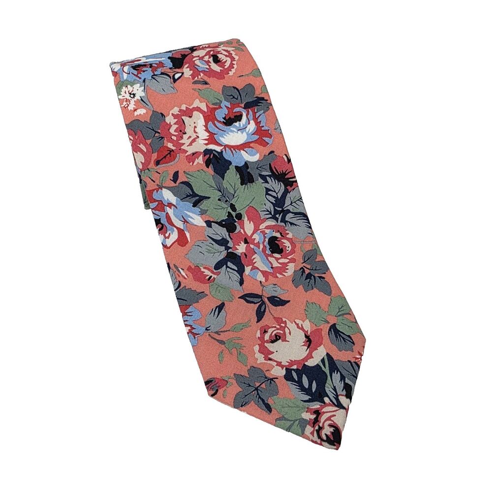 Stafford Men’s Cotton Neck Tie Floral Print Colorful Vibrant Pattern